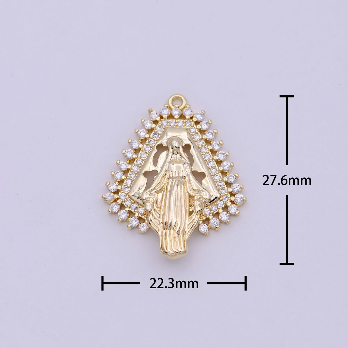Dainty 14K Gold Filled Miraculous Lady Virgin Mary Charm Delicate Micro Pave Religious Charm N-458 - DLUXCA
