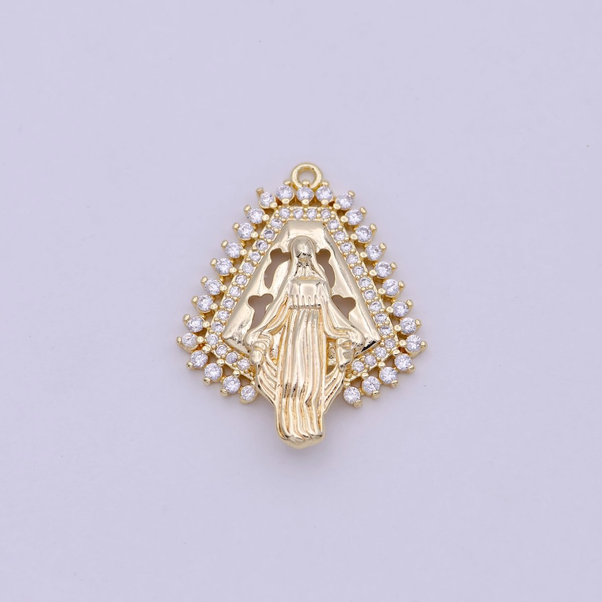 Dainty 14K Gold Filled Miraculous Lady Virgin Mary Charm Delicate Micro Pave Religious Charm N-458 - DLUXCA