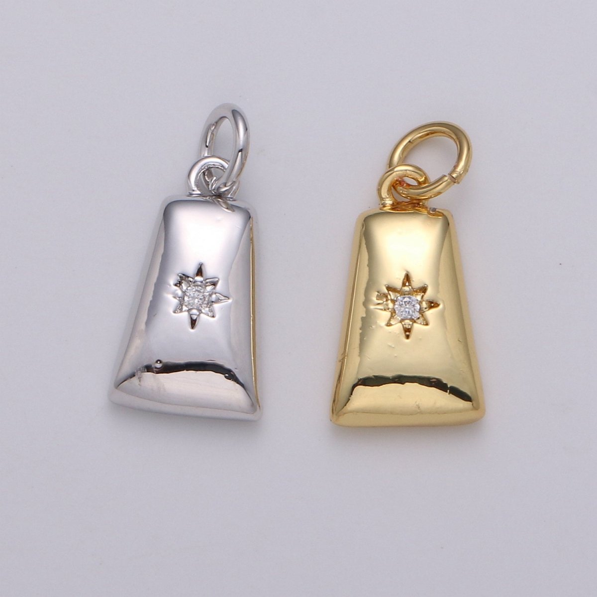Dainty 14k Gold Filled North Star Charm Cubic Zirconia Geometric Pendant in Gold micro Pave CZ North Star Pendant Jewelry Making D-427 D-428 - DLUXCA