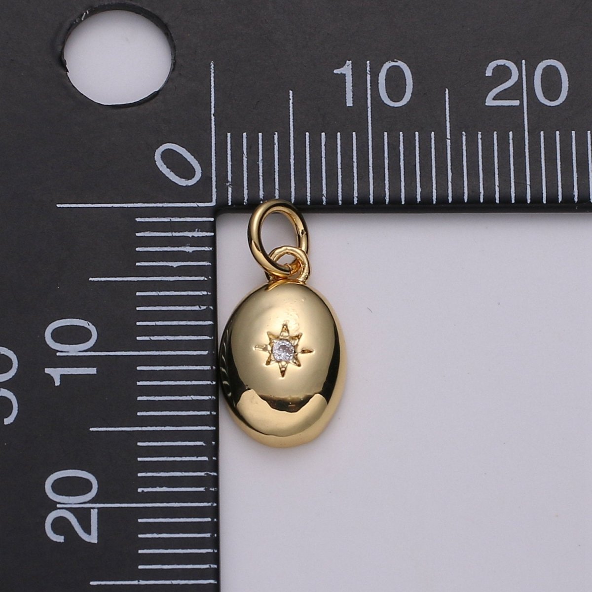 Dainty 14k Gold Filled North Star Charm Cubic Zirconia Oval Pendant in Gold micro Pave CZ North Star Pendant Jewelry Making D-425 D-426 - DLUXCA
