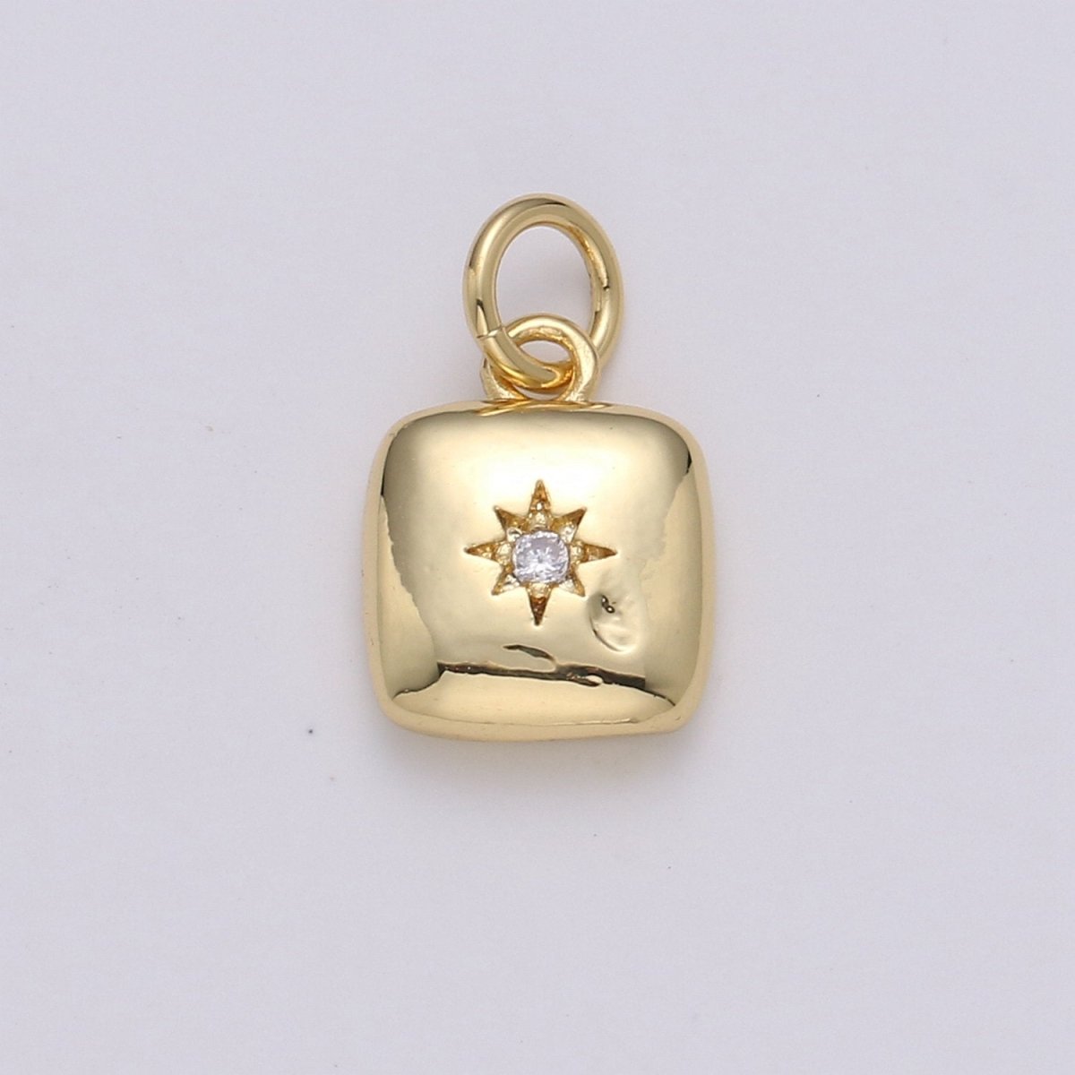 Dainty 14k Gold Filled North Star Charm Cubic Zirconia Square Pendant in Gold micro Pave CZ North Star Pendant Jewelry Making D-431 D-432 - DLUXCA