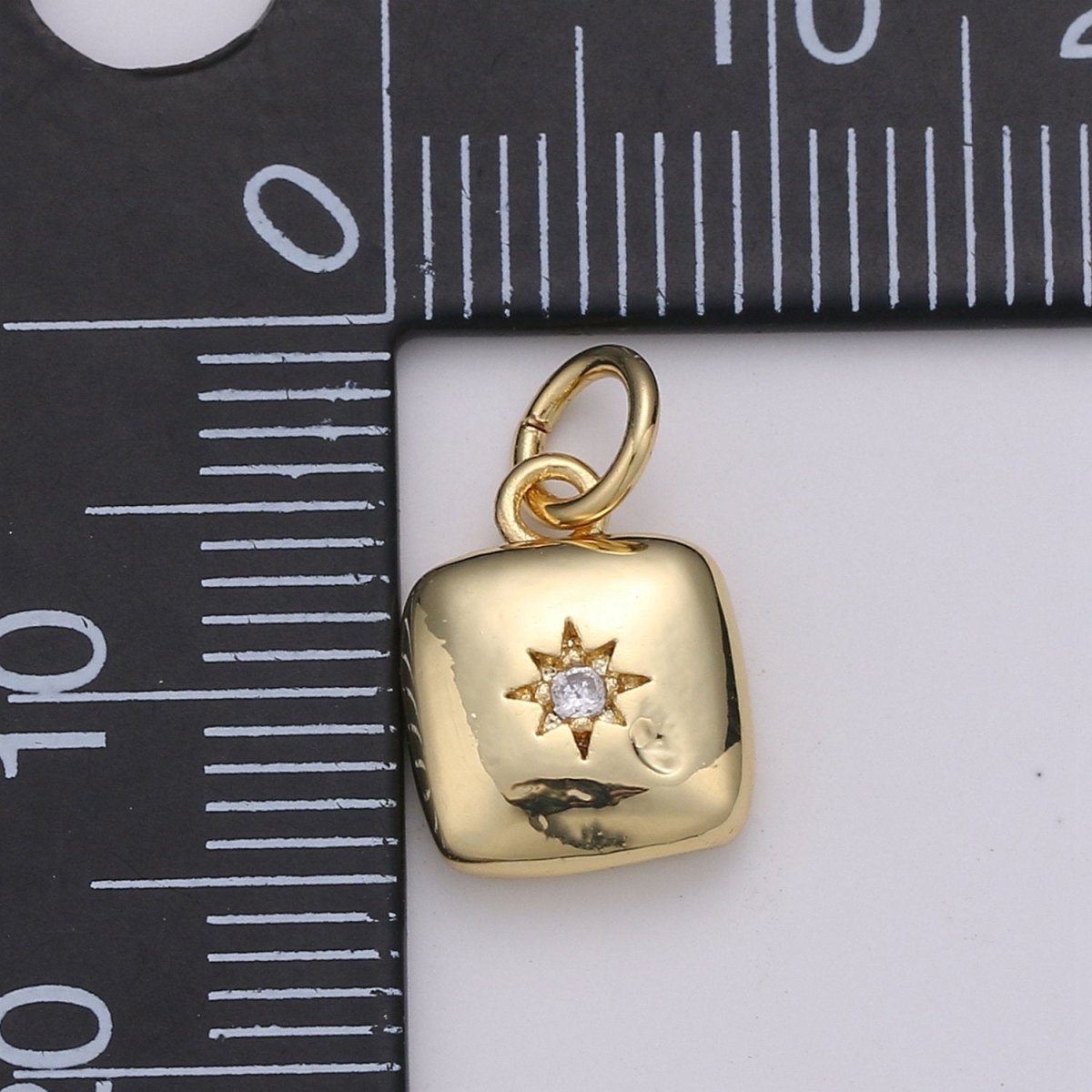 Dainty 14k Gold Filled North Star Charm Cubic Zirconia Square Pendant in Gold micro Pave CZ North Star Pendant Jewelry Making D-431 D-432 - DLUXCA