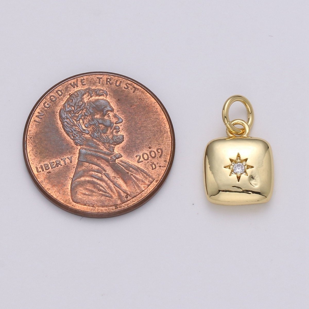 Dainty 14k Gold Filled North Star Charm Cubic Zirconia Square Pendant in Gold micro Pave CZ North Star Pendant Jewelry Making D-431 D-432 - DLUXCA