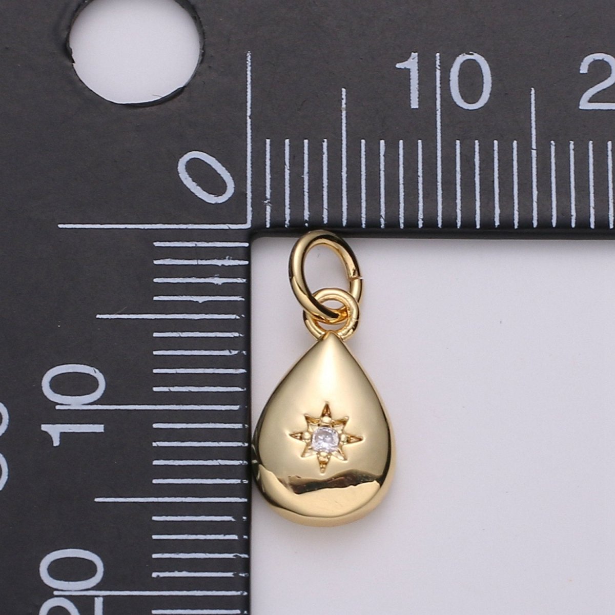 Dainty 14K Gold Filled North Star Charm Cubic Zirconia Tear Drop Pendant in Gold micro Pave CZ North Star Pendant Jewelry Making | D-429, D-430 - DLUXCA