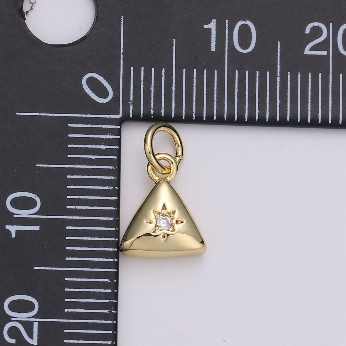 Dainty 14k Gold Filled North Star Charm Cubic Zirconia Triangle Pendant in Gold micro Pave CZ North Star Pendant Jewelry Making, D-421 D-422 - DLUXCA