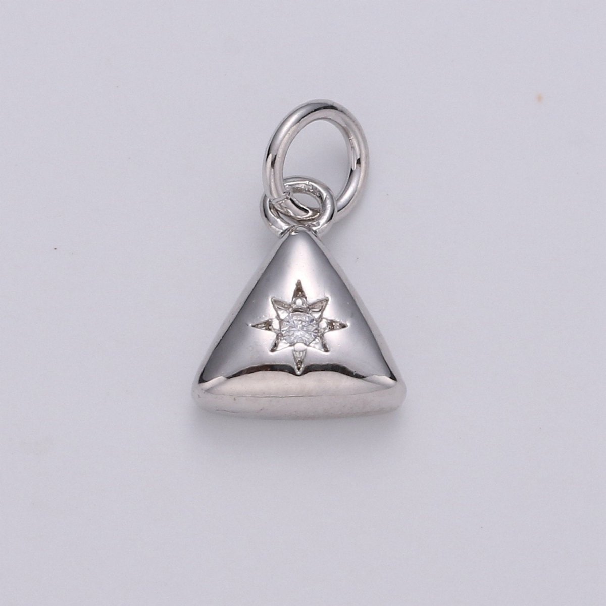 Dainty 14k Gold Filled North Star Charm Cubic Zirconia Triangle Pendant in Gold micro Pave CZ North Star Pendant Jewelry Making, D-421 D-422 - DLUXCA