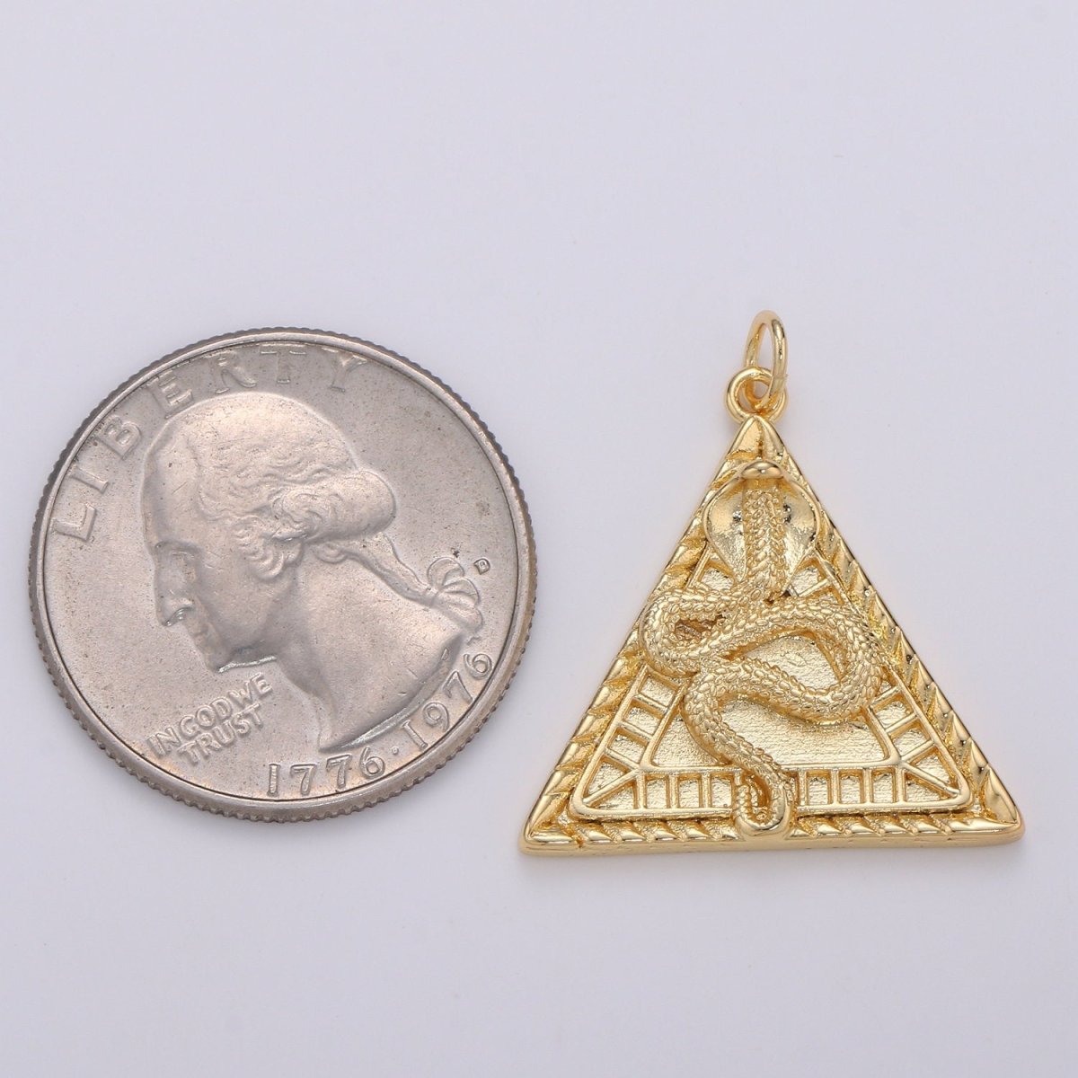 Dainty 14K Gold Filled Pyramid Charm, Snake pendant, Serpent Charm Egyptian Jewelry Supply D-319 - DLUXCA