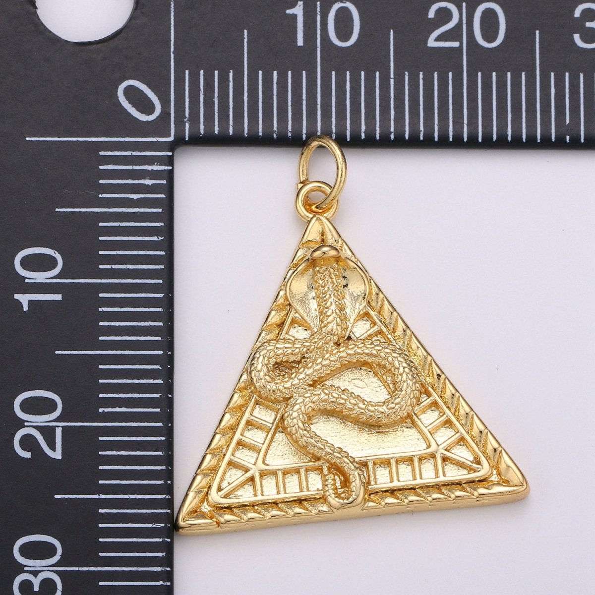 Dainty 14K Gold Filled Pyramid Charm, Snake pendant, Serpent Charm Egyptian Jewelry Supply D-319 - DLUXCA