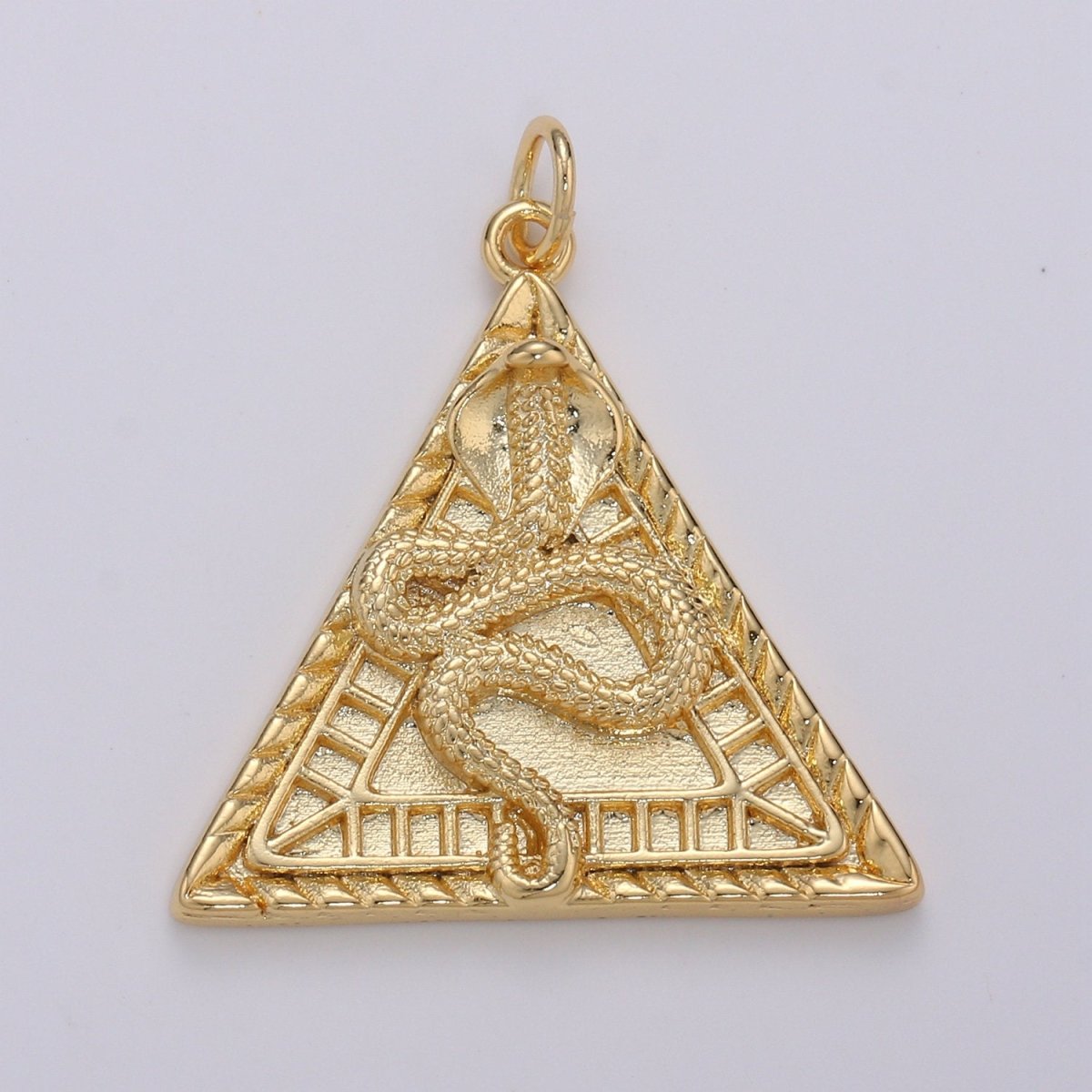 Dainty 14K Gold Filled Pyramid Charm, Snake pendant, Serpent Charm Egyptian Jewelry Supply D-319 - DLUXCA
