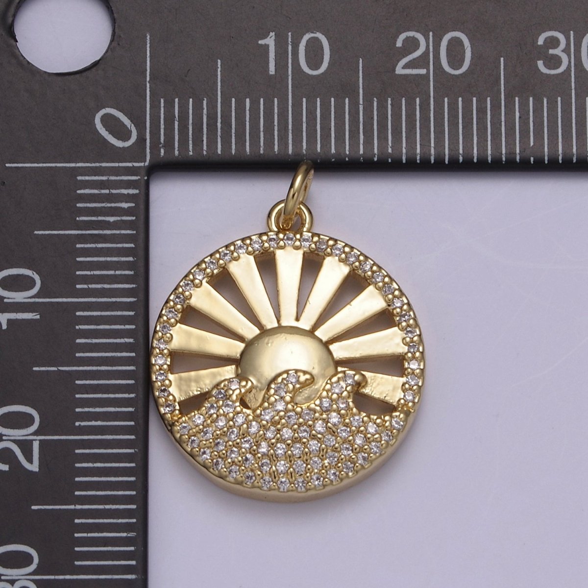 Dainty 14K Gold Filled Sun Burst Charm Micro Pave Ocean Pendant Sun Ray Sunshine Morning Jewelry Making Supply N-849 - DLUXCA