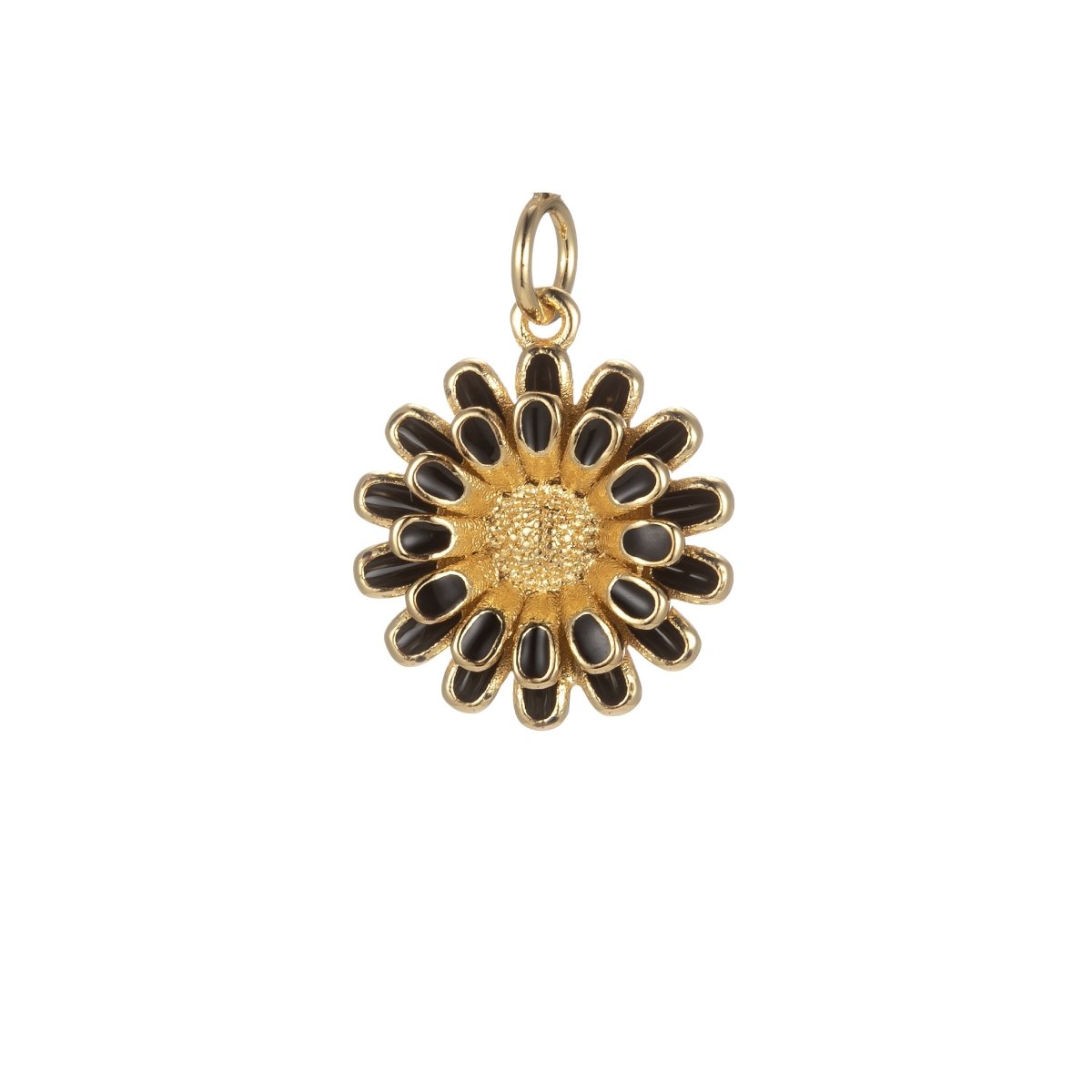 Dainty 14k Gold Filled Sun Flower Charm Enamel Floral Flower Charm Summer Trend Jewelry E-833-E-842 - DLUXCA