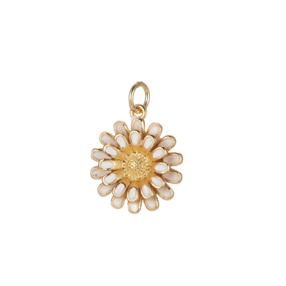 Dainty 14k Gold Filled Sun Flower Charm Enamel Floral Flower Charm Summer Trend Jewelry E-833-E-842 - DLUXCA