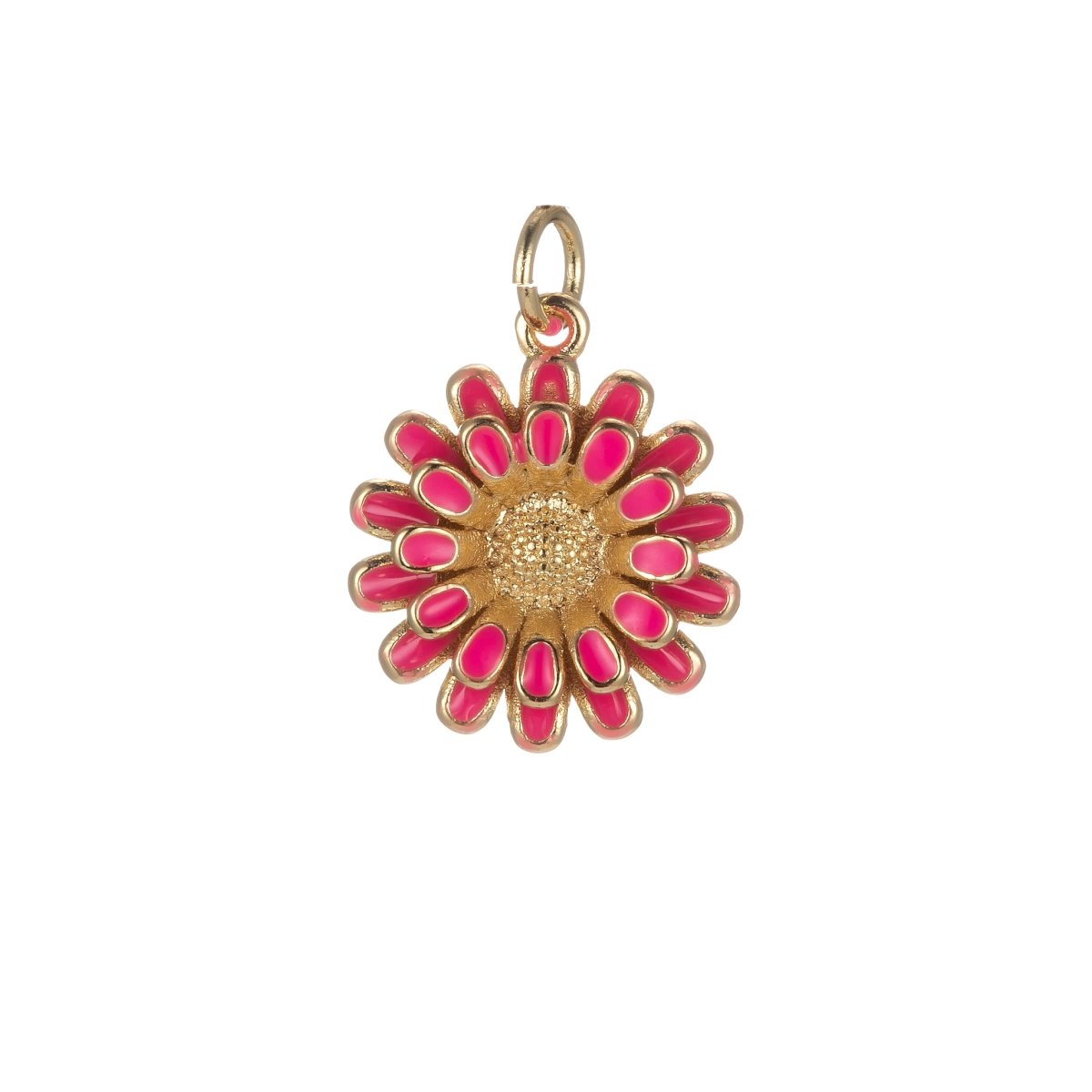 Dainty 14k Gold Filled Sun Flower Charm Enamel Floral Flower Charm Summer Trend Jewelry E-833-E-842 - DLUXCA