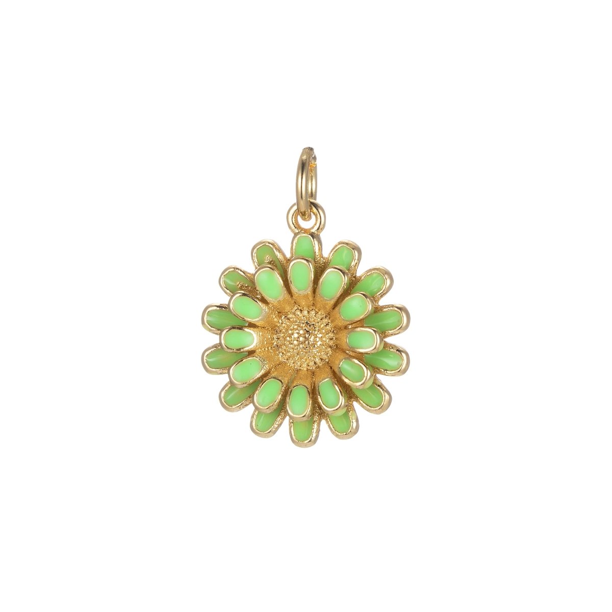 Dainty 14k Gold Filled Sun Flower Charm Enamel Floral Flower Charm Summer Trend Jewelry E-833-E-842 - DLUXCA