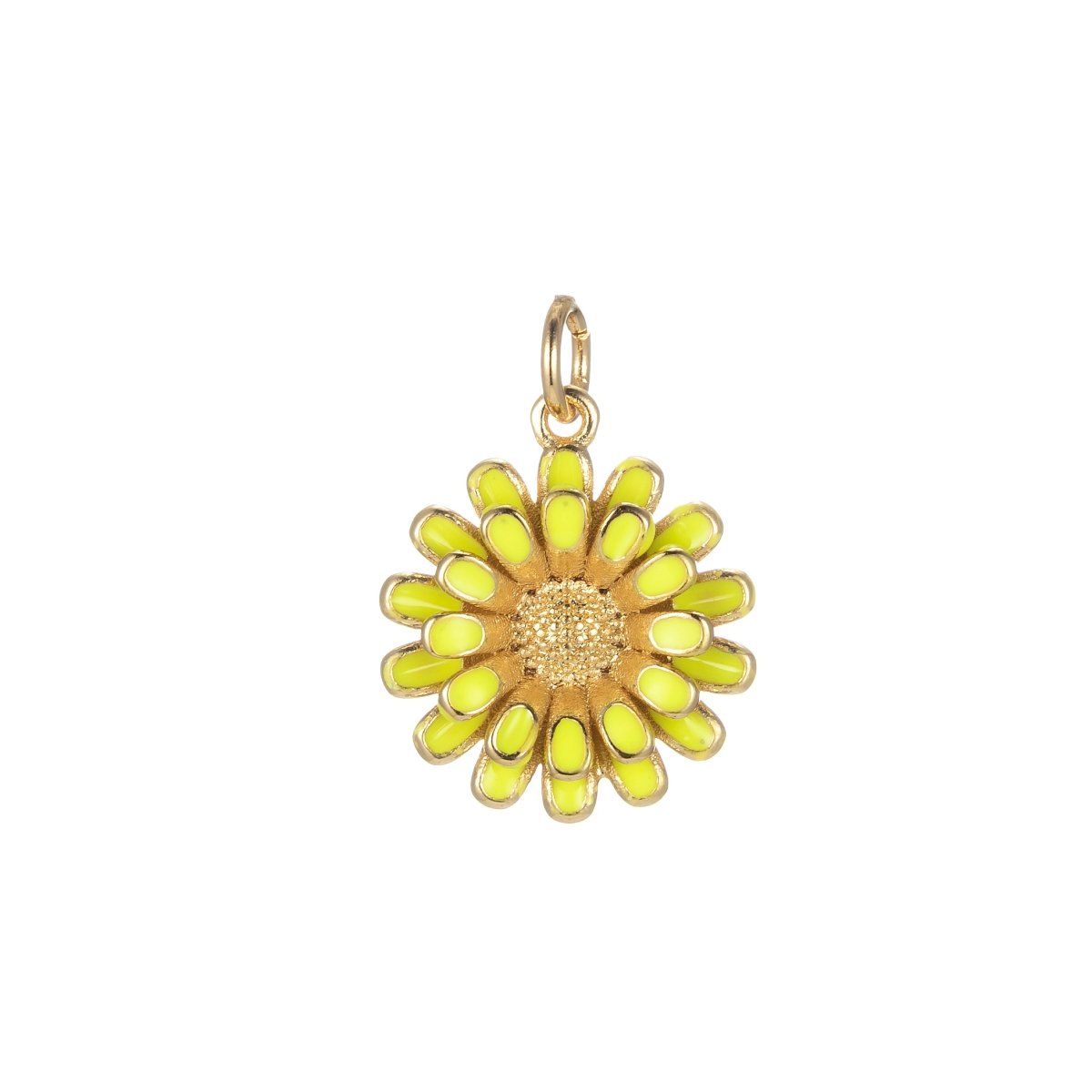 Dainty 14k Gold Filled Sun Flower Charm Enamel Floral Flower Charm Summer Trend Jewelry E-833-E-842 - DLUXCA