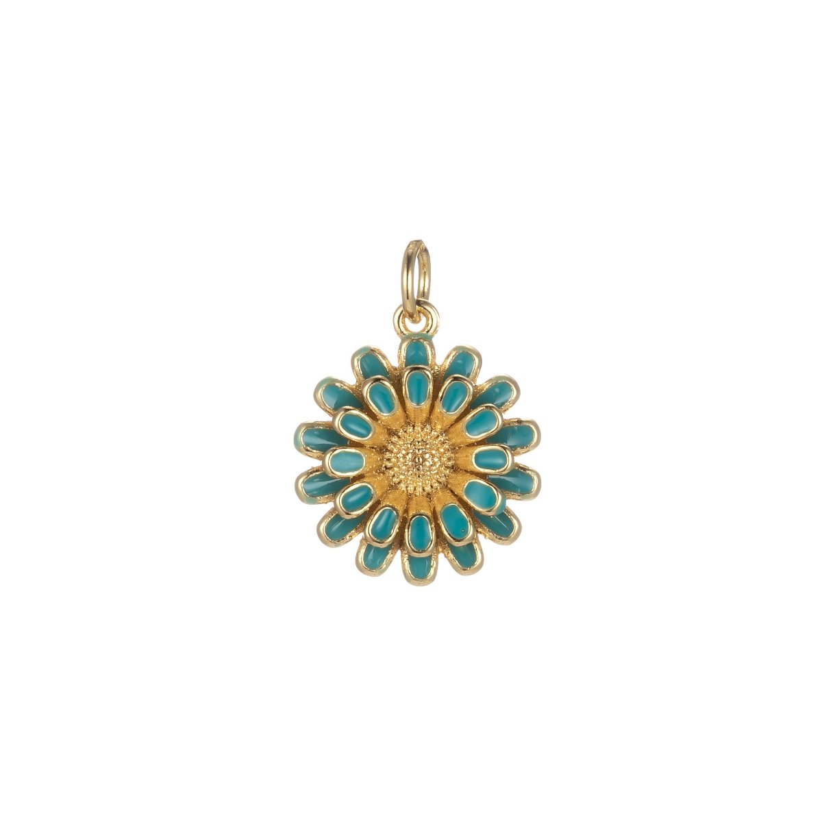 Dainty 14k Gold Filled Sun Flower Charm Enamel Floral Flower Charm Summer Trend Jewelry E-833-E-842 - DLUXCA