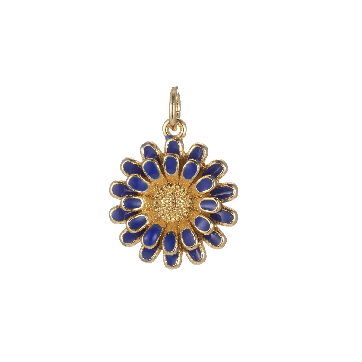 Dainty 14k Gold Filled Sun Flower Charm Enamel Floral Flower Charm Summer Trend Jewelry E-833-E-842 - DLUXCA