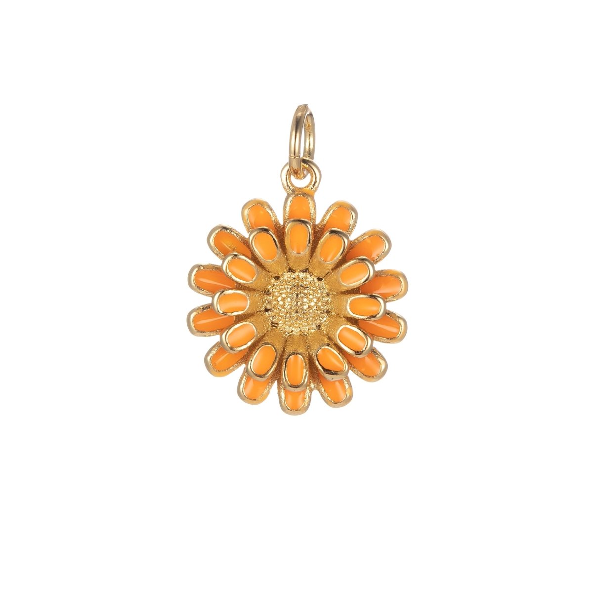 Dainty 14k Gold Filled Sun Flower Charm Enamel Floral Flower Charm Summer Trend Jewelry E-833-E-842 - DLUXCA