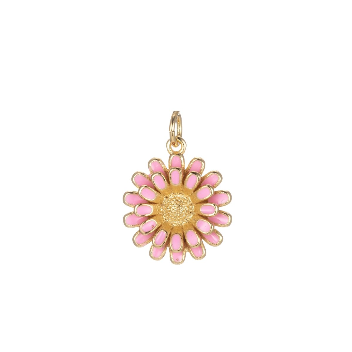 Dainty 14k Gold Filled Sun Flower Charm Enamel Floral Flower Charm Summer Trend Jewelry E-833-E-842 - DLUXCA