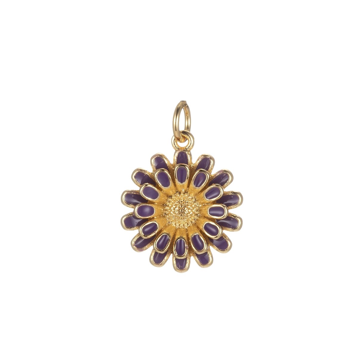 Dainty 14k Gold Filled Sun Flower Charm Enamel Floral Flower Charm Summer Trend Jewelry E-833-E-842 - DLUXCA