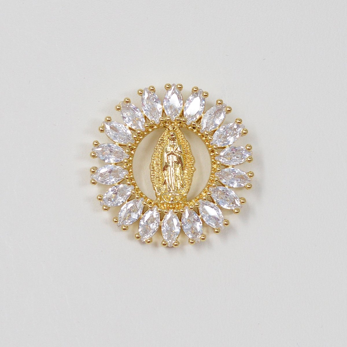 Dainty 14k Gold Filled Virgin Mary Pendant Necklace marquise Lady of Guadalupe Medallion for Religious Jewelry H-895 - DLUXCA