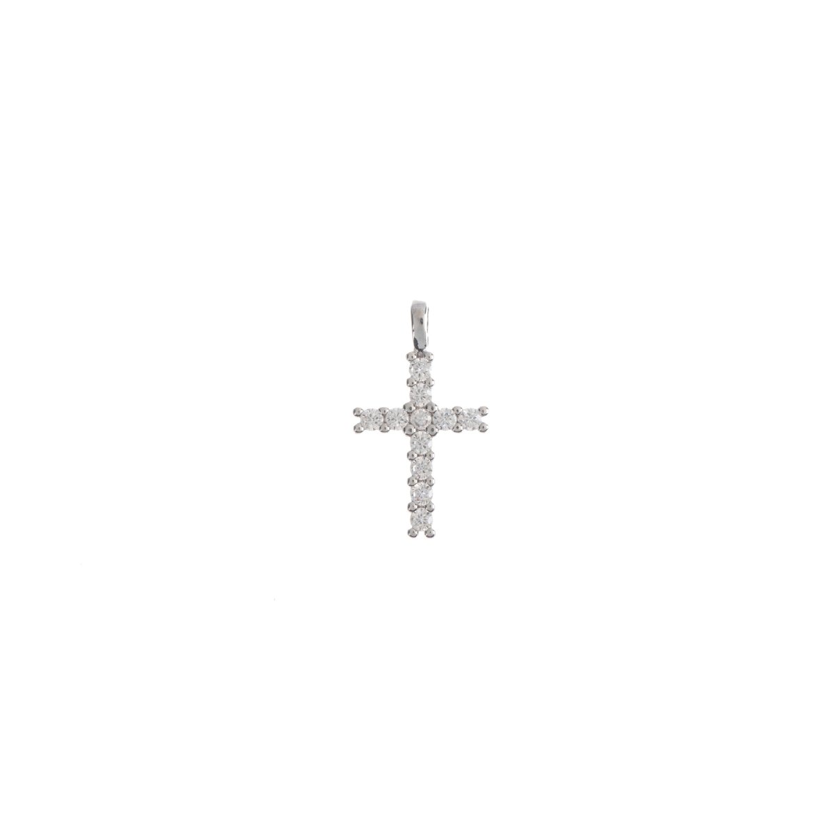 Dainty 14K White Gold Fill Cross CZ Cubic Zircon Pendant Charm 23mmx14mm for necklace Religious Jewelry Making, CL-C244 - DLUXCA