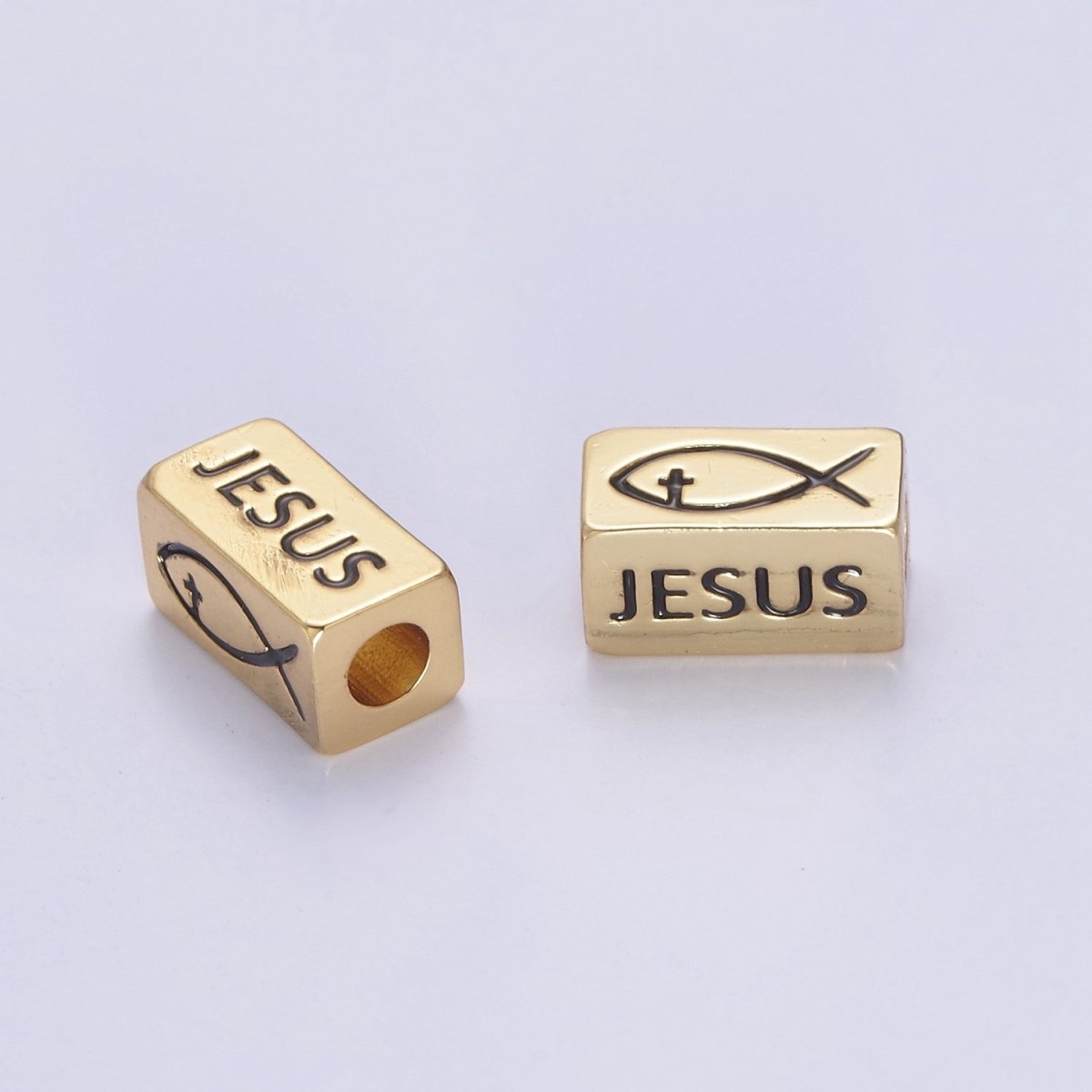Dainty 14kt Gold Filled Religious Square Tube Bead - Seamless Rectangular Bead - Wholesale - Findings- Jewelry Making Spacer Bead B-173 - DLUXCA
