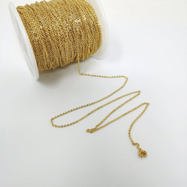 Dainty 16K Gold Filled Chain by Yard For Jewelry Making Lead Free Nickel Free Chain for Necklace ROLL 024 DLUXCA