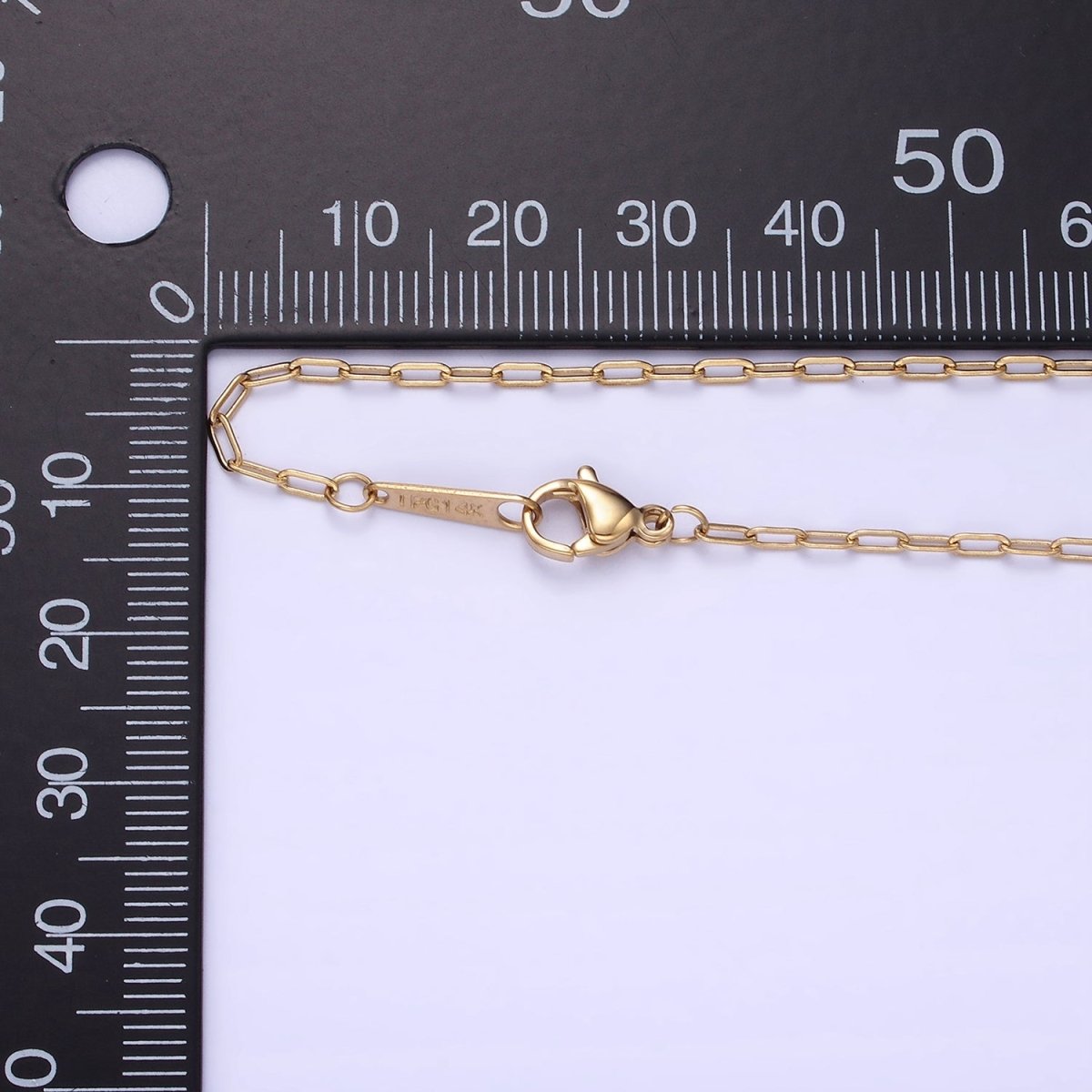 Dainty 1.7mm Gold PaperClip Chain Stainless Steel Necklace 20.5 inch long | WA-2415 - DLUXCA