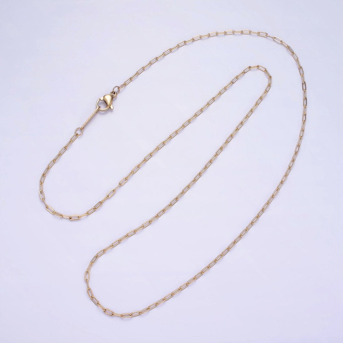 Dainty 1.7mm Gold PaperClip Chain Stainless Steel Necklace 20.5 inch long | WA-2415 - DLUXCA
