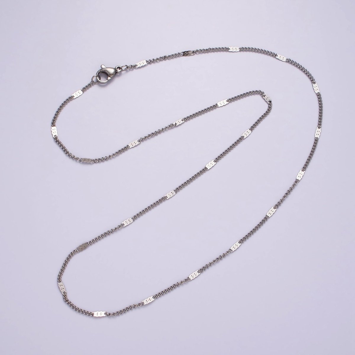 Dainty 18 inch Stainless Steel Curb chain Necklace 1.8mm width Unique Satellite Link Chain | WA-2391 - DLUXCA