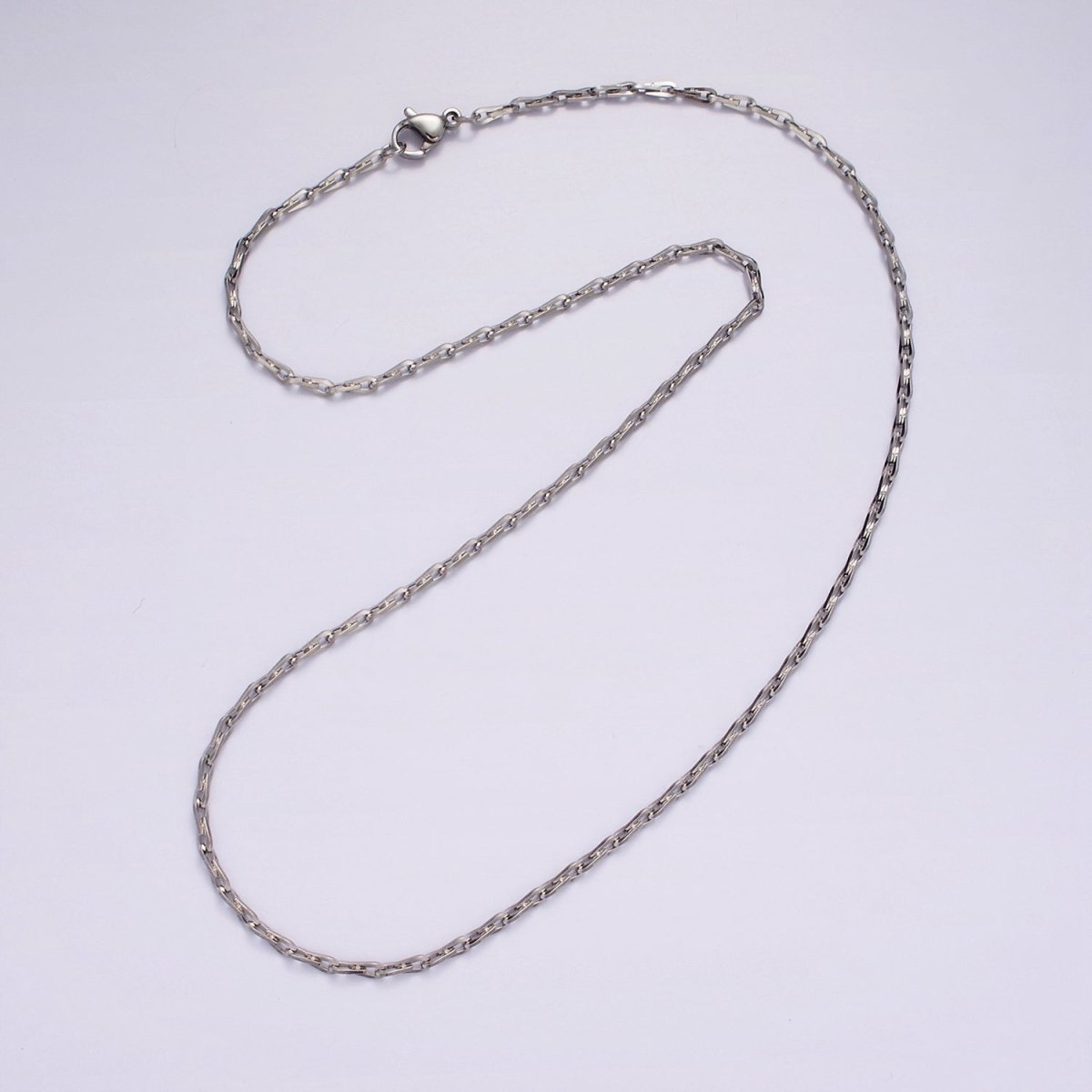 Dainty 18 inch Stainless Steel Horse shoe Barleycorn chain Necklace 2.1mm width Unique Horseshoe Link Chain | WA-2389 Clearance Pricing - DLUXCA