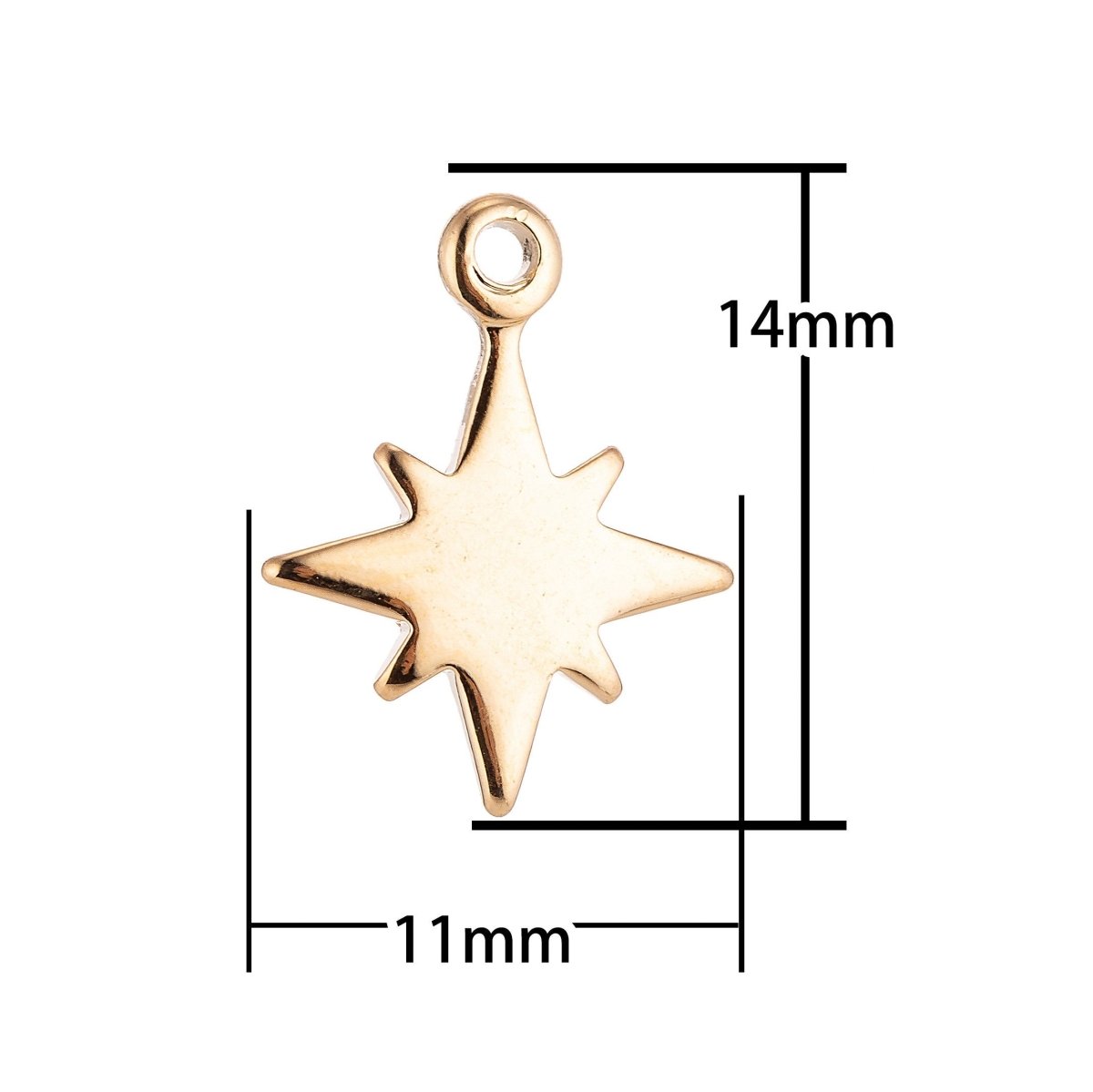 Dainty 18K Gold Fileld Star Burst North Star Sky, Wish Layer Necklace Pendant Charm Bead Earring Finding for Jewelry Making C-126 - DLUXCA