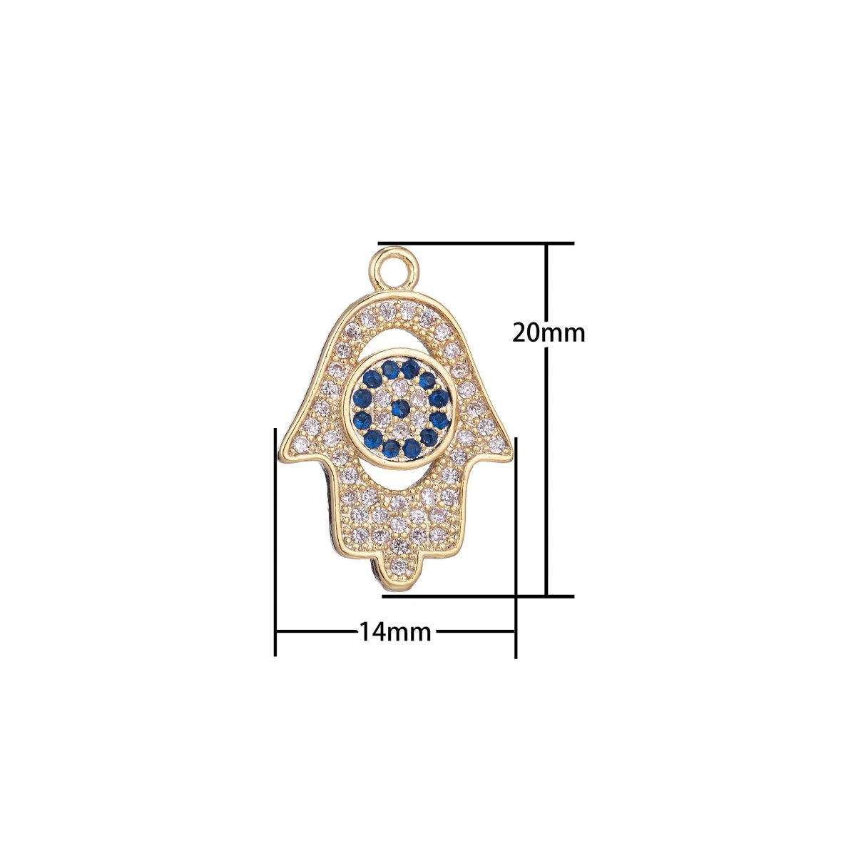 Dainty 18k Gold Fill CZ Hamsa Hand Charm Tiny Hamsa Charm in Micro Pave Hand of Fatima Charm for Bracelet Necklace Earring Making E-431 - DLUXCA