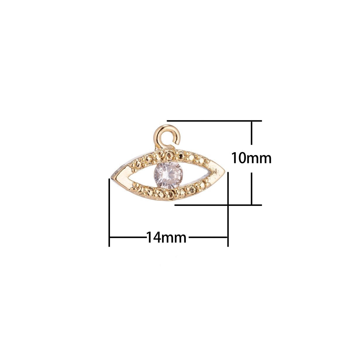 Dainty 18k Gold Fill Evil Eye Charm Protection Necklace Micro Pave CZ Cubic Zirconia Tiny White Evil Eye Pendant Style Earring Bracelet C-083 - DLUXCA