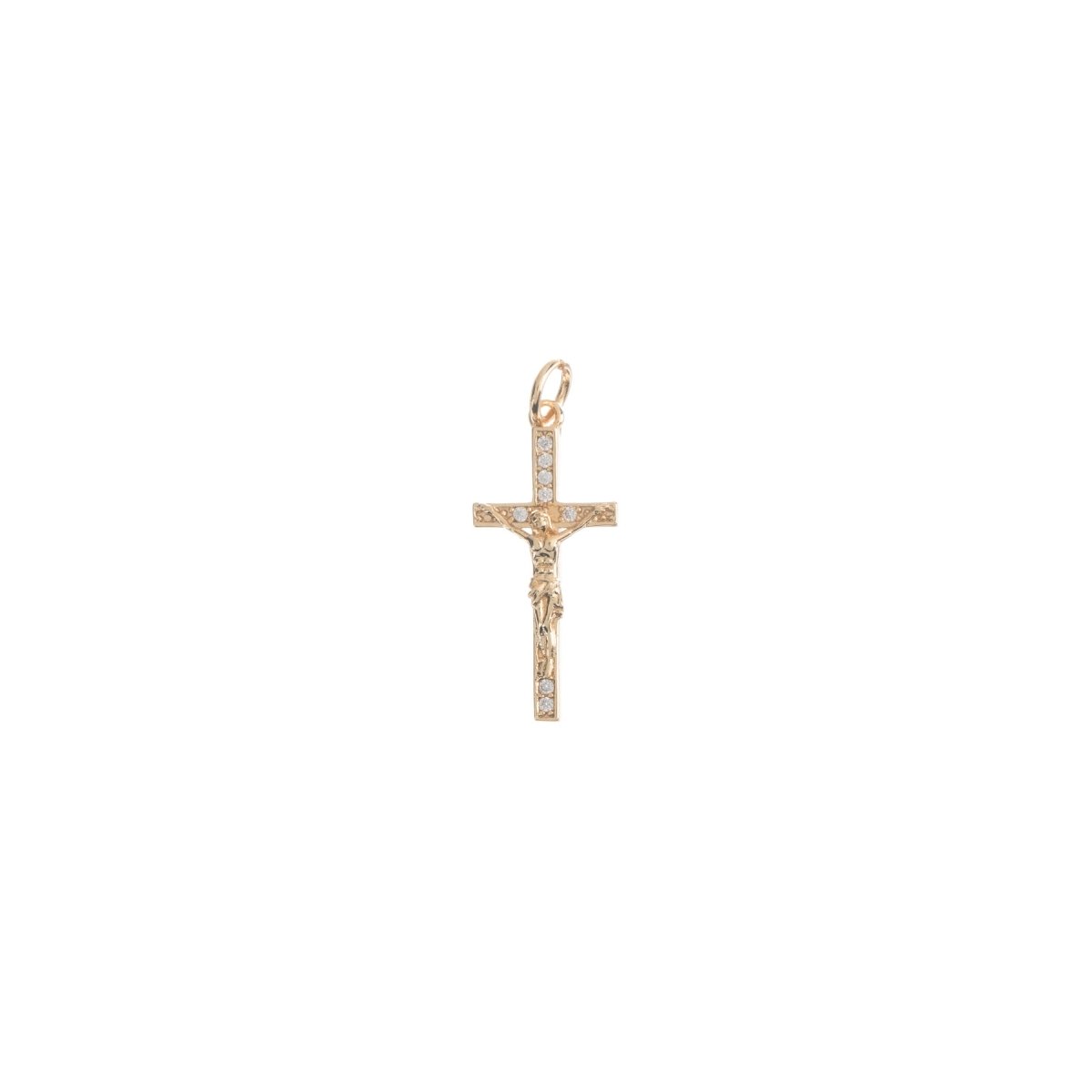 Dainty 18k Gold Fill Nails Crucifix holy medal Charm Christian Catholic Jesus, Cross Fleur de Lis Crucifix Passion of Christ Good Friday C-226 - DLUXCA