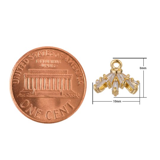 Dainty 18k Gold Fill Tiny CZ baguette Charm Cut Pave Baguette Beads Caps Pendant for Necklace Bracelet Earring Making, CL-E453 - DLUXCA
