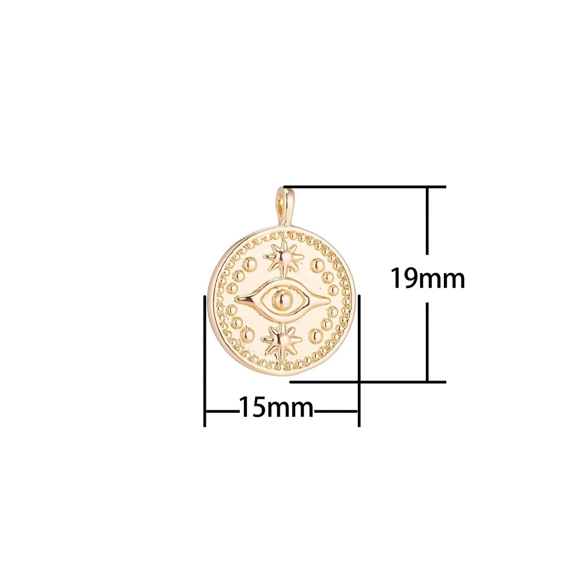 Dainty 18k Gold Filled Beads Coin Evil Eye Legend Charm for Bracelet Necklace Pendant Earring Findings for Jewelry Making C-080 C-656 - DLUXCA