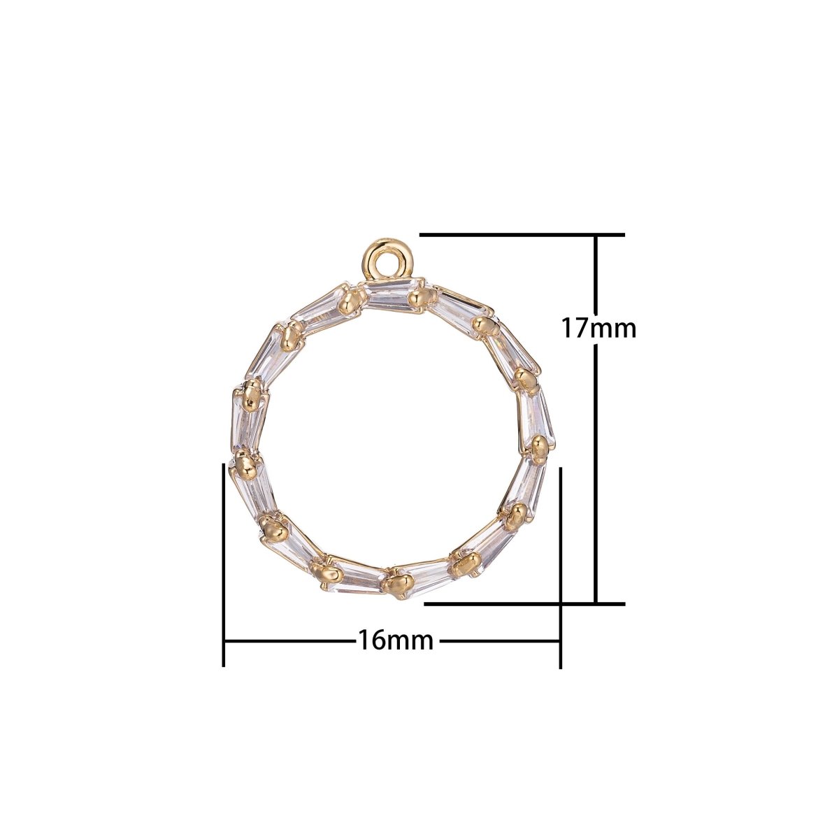Dainty 18k Gold Filled Circle Charm Tiny Charm in Baguette Round Shape Coin Charm for Bracelet Necklace Earring Making, CL-E429 - DLUXCA