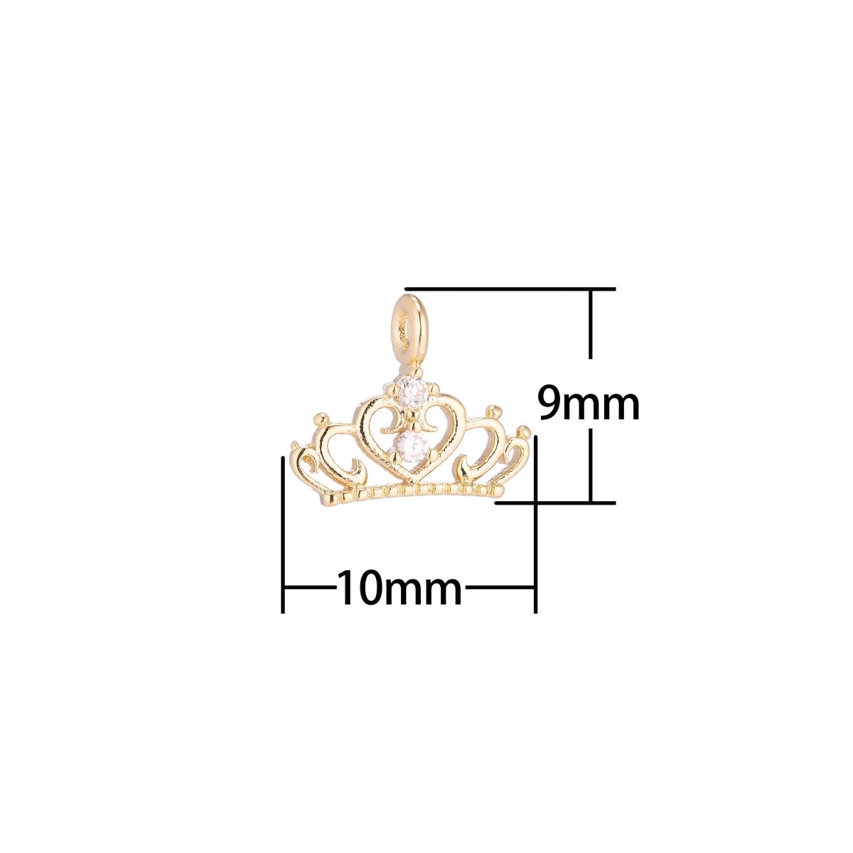 Dainty 18K Gold Filled Crown Tiara Queen Cubic Zirconia Necklace Pendant Bracelet Earring Charm for Jewelry MakingC-153 - DLUXCA