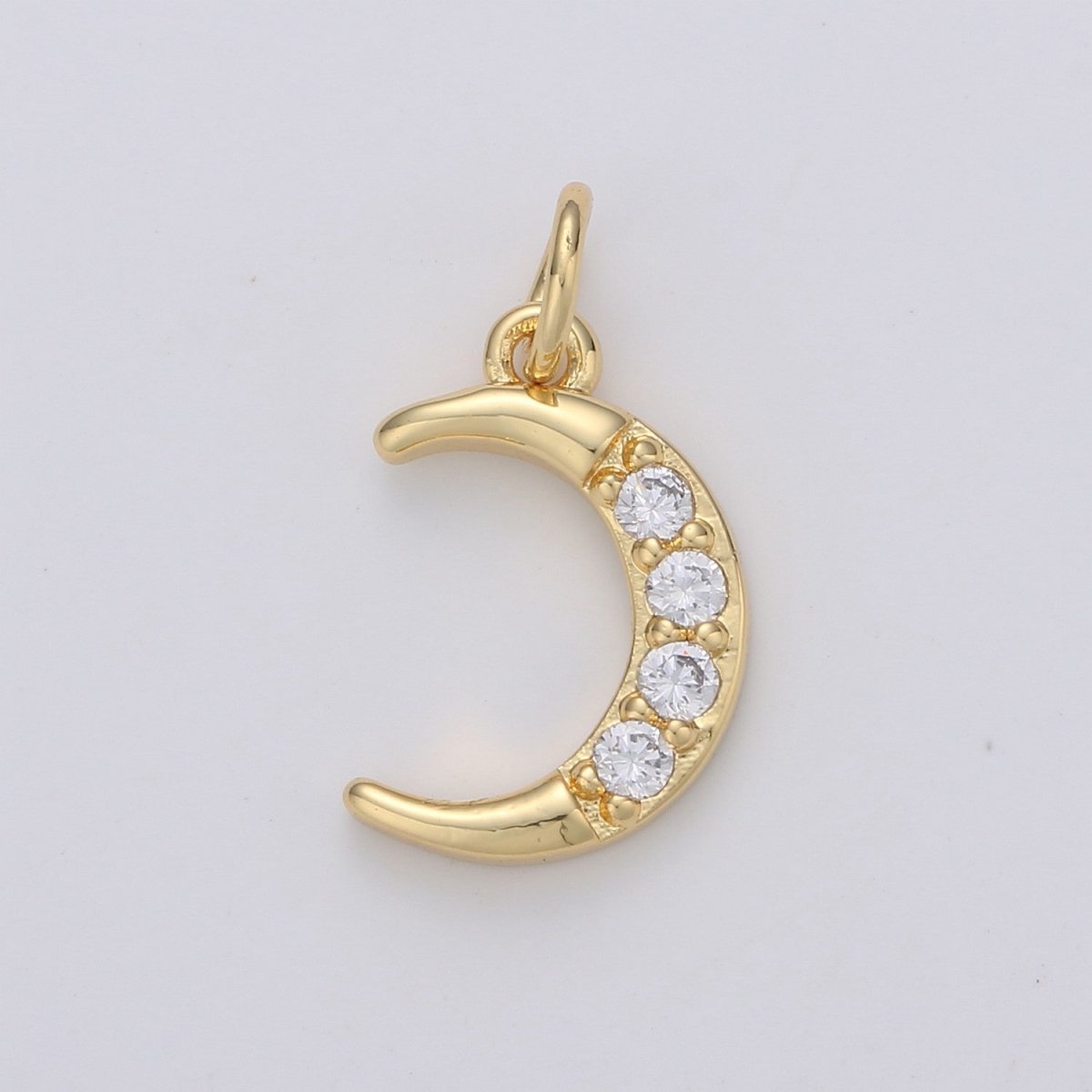 Dainty 18K Gold Filled Crystal Moon Charm E-135 - DLUXCA
