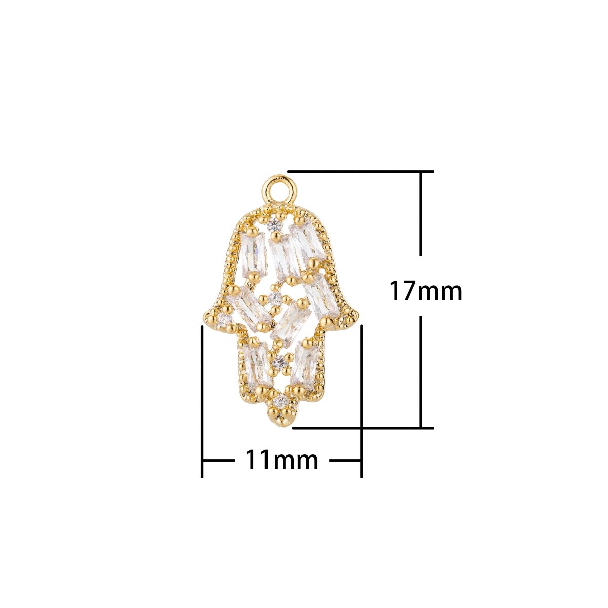 Dainty 18k Gold Filled CZ Hamsa Hand Charm Tiny Hamsa Charm in Micro Pave Hand of Fatima Charm for Bracelet Necklace Earring MakingC-366 - DLUXCA