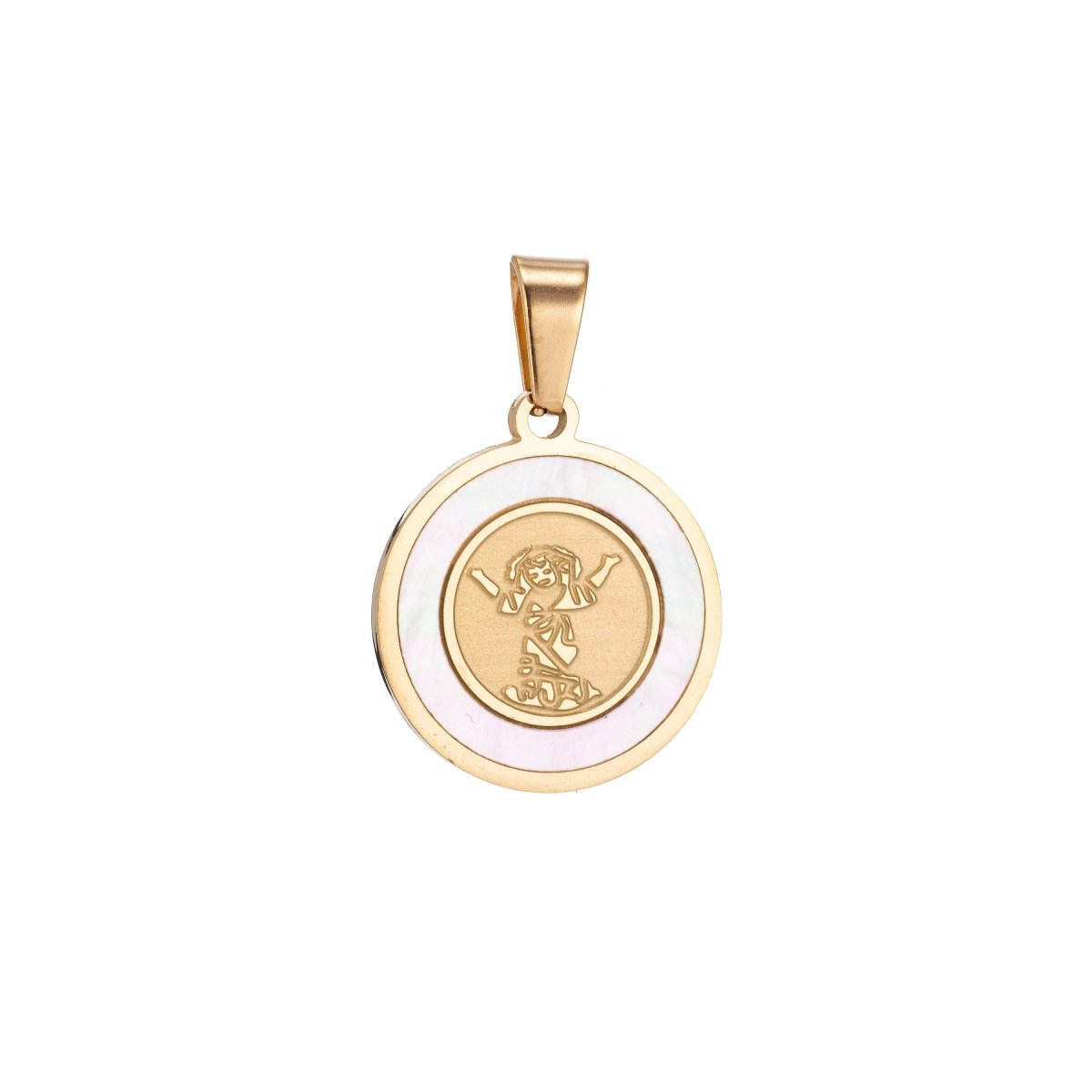 Dainty 18K Gold Filled Divino Nino Medal (Divine Infant Jesus) Coin with Sea Shell Religious Jewelry J-390 - DLUXCA
