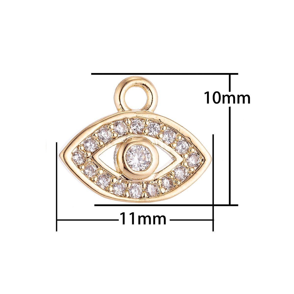 Dainty 18K Gold Filled Evil Eye Micro Pave Crystal Cubic Zirconia Bracelet Delicate Necklace Pendant Earring Gift for Jewelry Making C-002 - DLUXCA