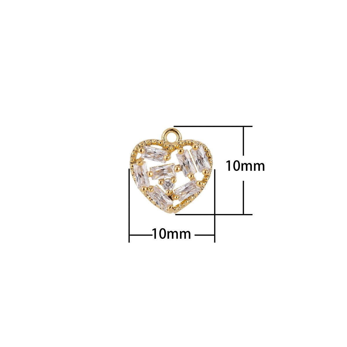 Dainty 18k Gold Filled Heart Charm Dangling Pendant w/ Cubic Zircon for Layer Necklace Earring Charm Jewelry Making E-462 - DLUXCA
