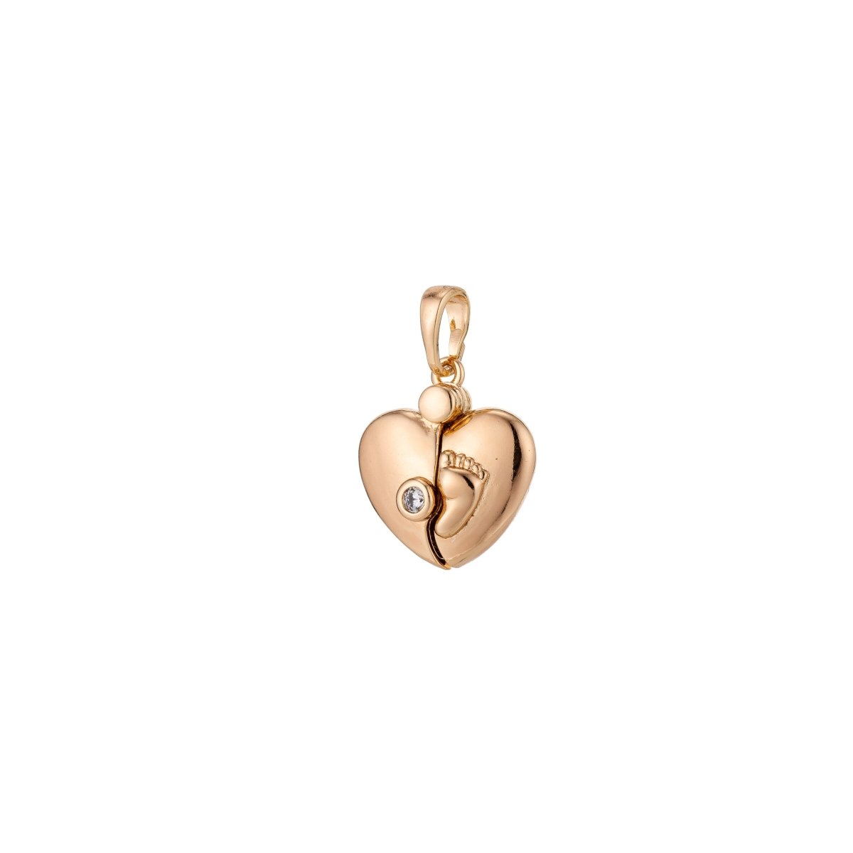 Dainty 18K Gold Filled Hearts charm with Baby Foot print charm for Necklace Bracelet Earring Making H-816 - DLUXCA