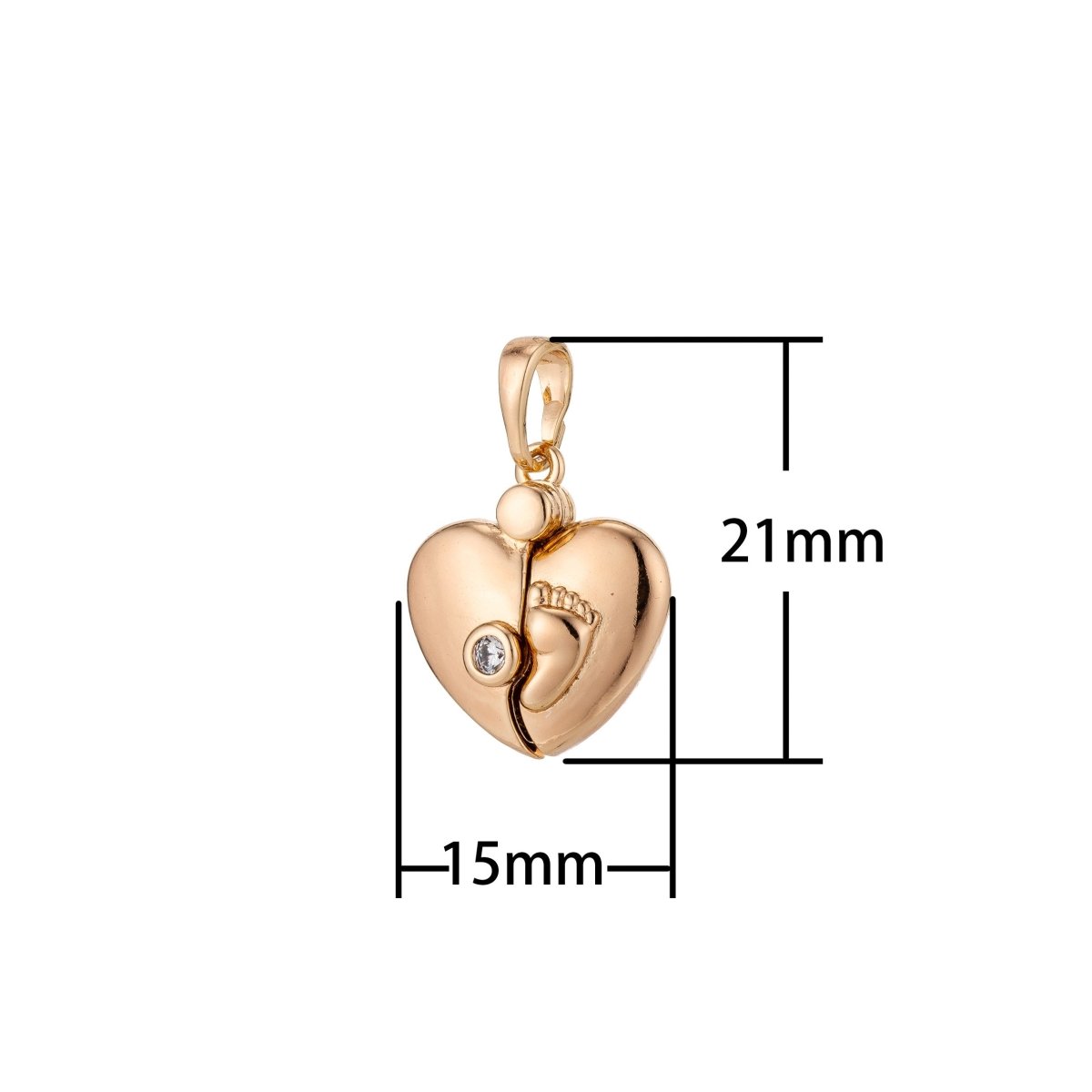 Dainty 18K Gold Filled Hearts charm with Baby Foot print charm for Necklace Bracelet Earring Making H-816 - DLUXCA