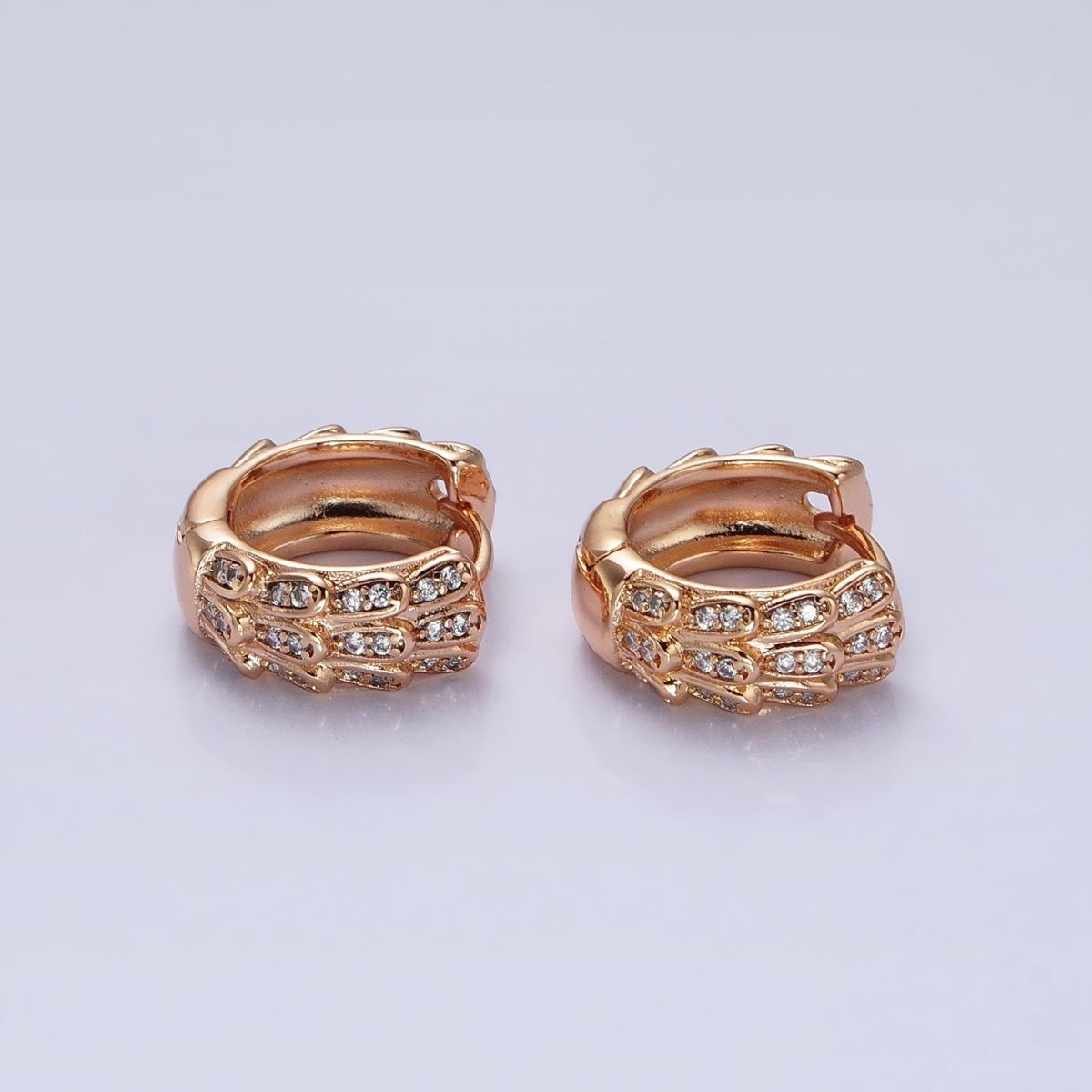 Dainty 18K Gold Filled Huggie Earring with Micro Pave Stone Lever Back Earring AB799 - DLUXCA