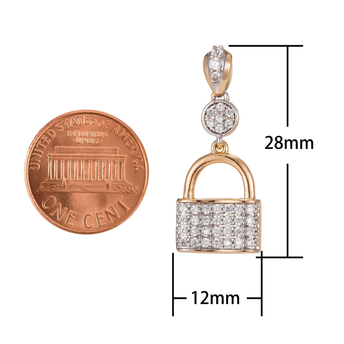 Dainty 18k Gold Filled Lock Charm Micro Pave Padlock Pendant for Necklace Charm Jewelry Making Supply Cubic Padlock Jewelry I-202 - DLUXCA