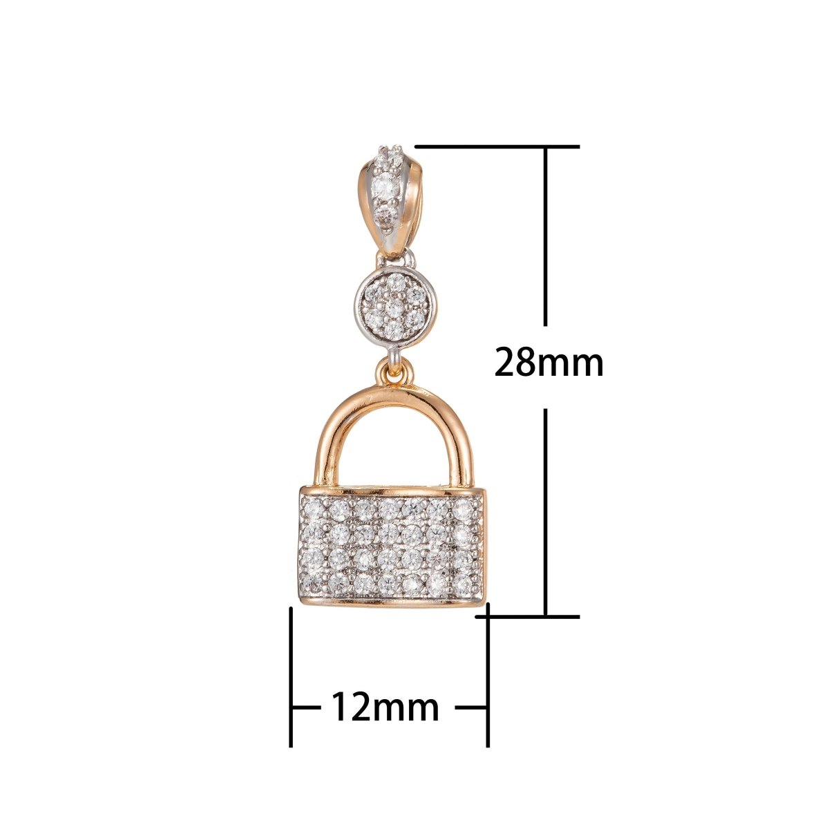 Dainty 18k Gold Filled Lock Charm Micro Pave Padlock Pendant for Necklace Charm Jewelry Making Supply Cubic Padlock Jewelry I-202 - DLUXCA